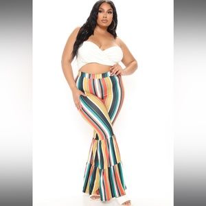 Plus Size Multicolor Stripe Flare Pants